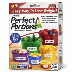 Perfect Portions 14pc Portion Control Containers Set Color Coded New BPA Free